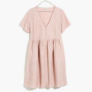 NWT MADEWELL Linen Blend V-Neck Mini Dress